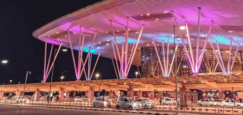 delhi airport terminal night view