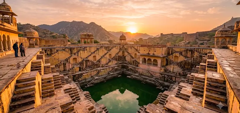 Panna Meena ka Kund stepwell sunset view in Jaipur
